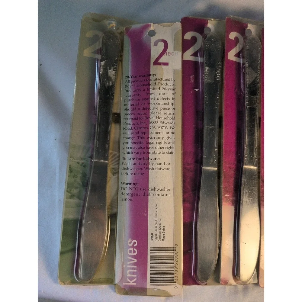 Lot of 14 Stainless Steel Dinner Knives Royal Household Products New Sealed Flat